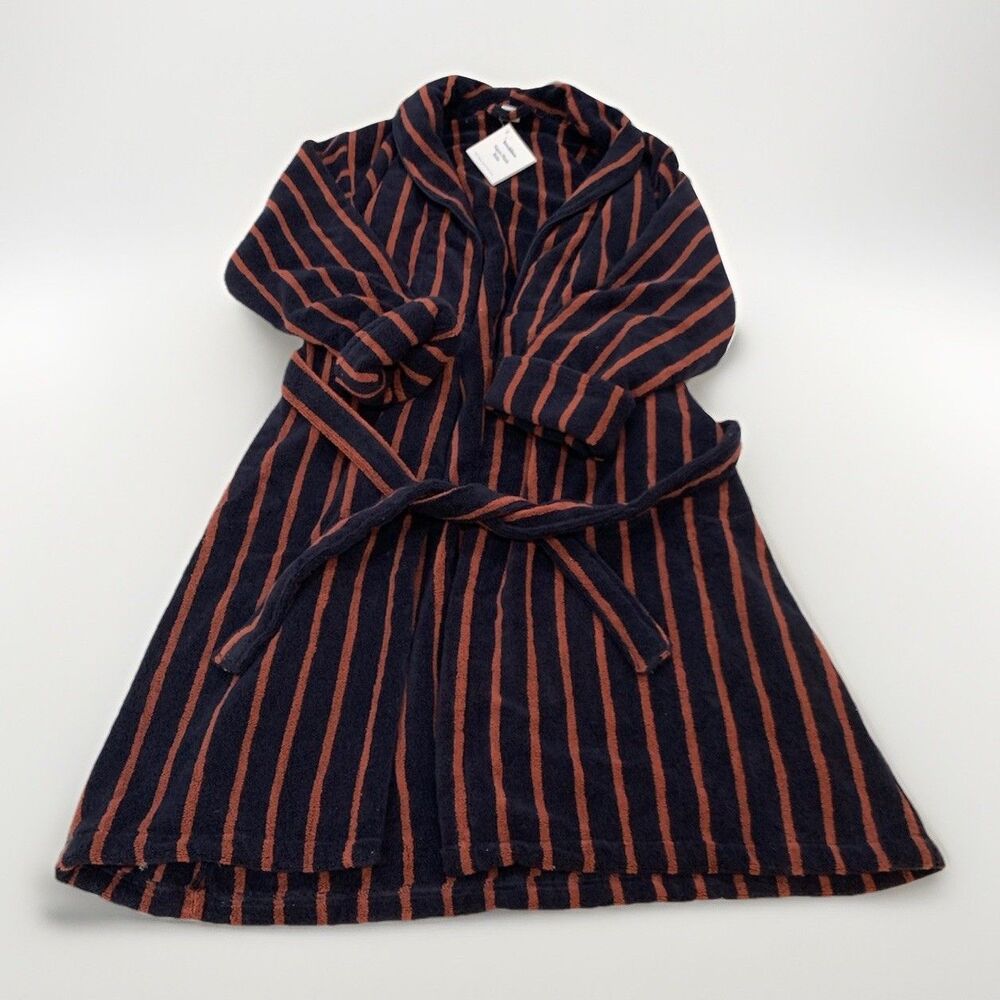 NWT Brooklinen Super-Plush L Unisex Stripe Redwood Bath Robe 100% Turkish Cotton